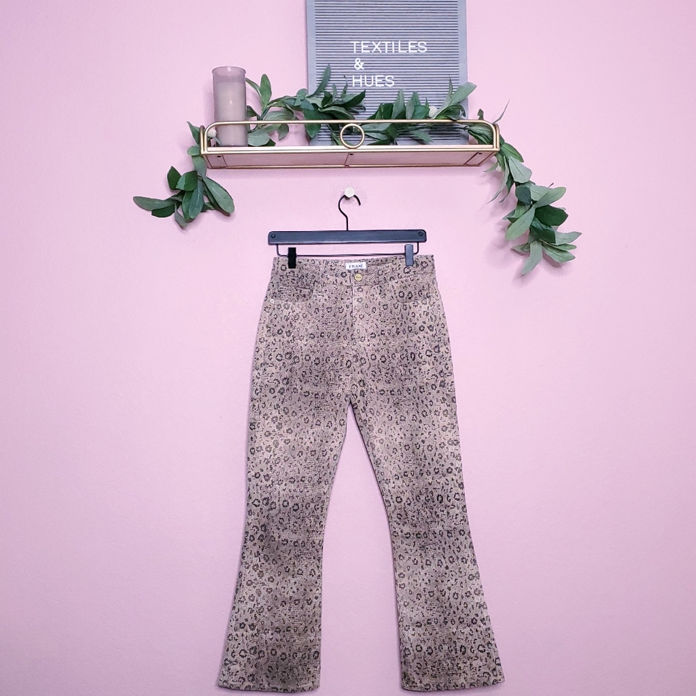 Frame Le Crop Mini Boot Snake Vanilla Multi Jeans - image 4